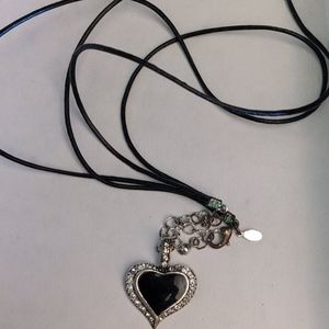 Premier Designs black heart & rhinestones